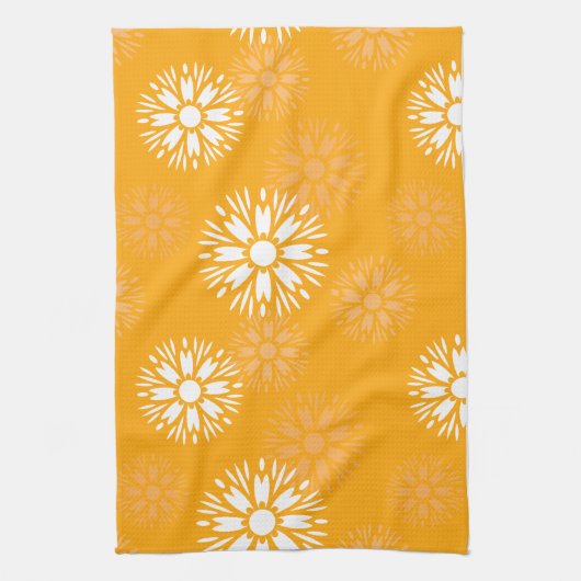 Groovy Orange Daisy Blume Retro Blumenmuster Geschirrtuch (Vertikal)