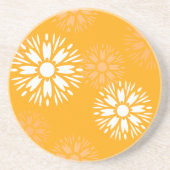 Groovy Orange Daisy Blume Retro Blumenmuster Getränkeuntersetzer (Vorne)