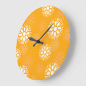Groovy Orange Daisy Blume Retro Blumenmuster Große Wanduhr (Winkel)