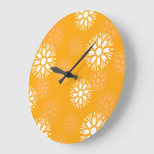 Groovy Orange Daisy Blume Retro Blumenmuster Große Wanduhr (Winkel)