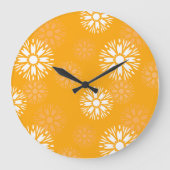 Groovy Orange Daisy Blume Retro Blumenmuster Große Wanduhr (Vorderseite)