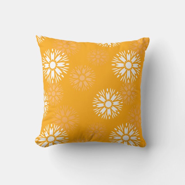 Groovy Orange Daisy Blume Retro Blumenmuster Kissen (Vorderseite)