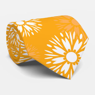 Groovy Orange Daisy Blume Retro Blumenmuster Krawatte
