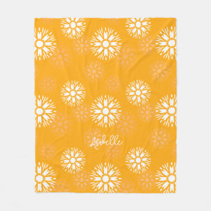 Groovy Orange Daisy Blume Retro Blumenname Fleecedecke