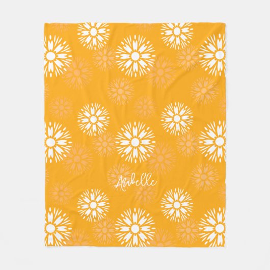 Groovy Orange Daisy Blume Retro Blumenname Fleecedecke (Vorderseite)