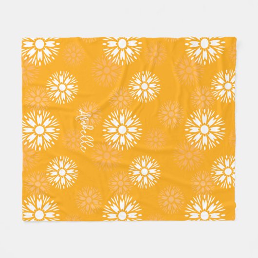 Groovy Orange Daisy Blume Retro Blumenname Fleecedecke (Vorderseite (Horizontal))