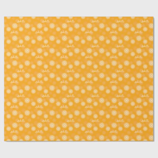 Groovy Orange Daisy Blume Retro Blumenname Geschenkpapier (Flach)