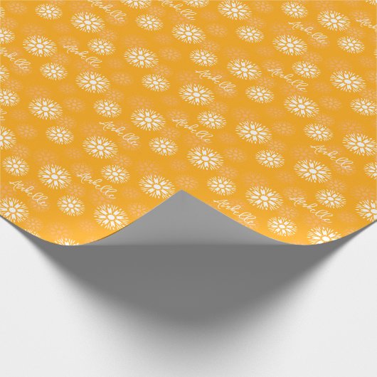 Groovy Orange Daisy Blume Retro Blumenname Geschenkpapier (Ecke)