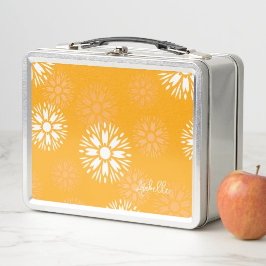 Groovy Orange Daisy Blume Retro Blumenname Metall Brotdose (Beispiel)