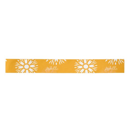 Groovy Orange Daisy Blume Retro Blumenname Satinband (Vorderseite)