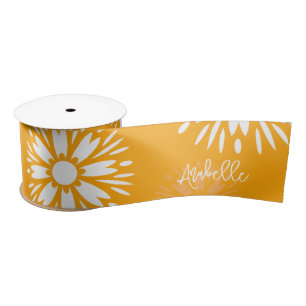 Groovy Orange Daisy Blume Retro Blumenname Satinband