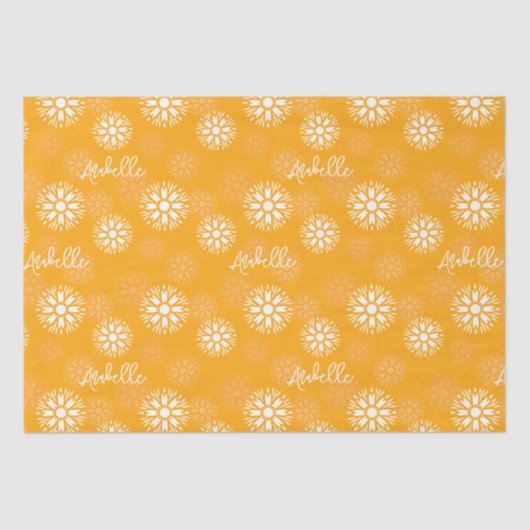 Groovy Orange Daisy Blume Retro Blumenname Seidenpapier (Vorderseite)