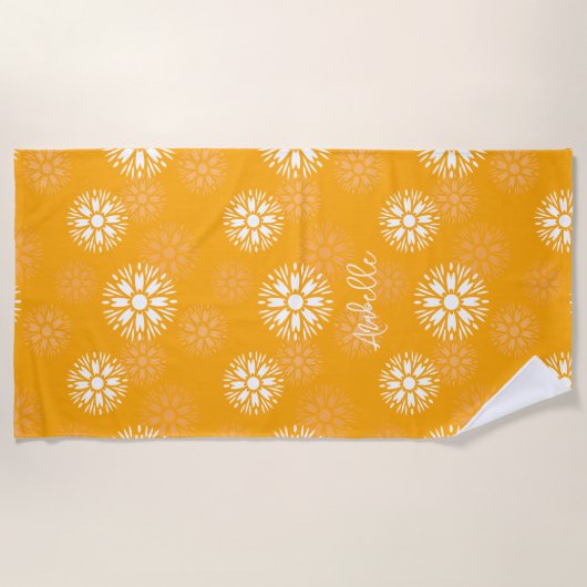Groovy Orange Daisy Blume Retro Blumenname Strandtuch (Vorderseite)