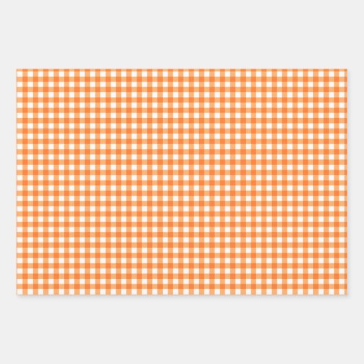 Groovy Orange Gingham Check Pattern Geschenkpapier Set (Vorderseite 2)