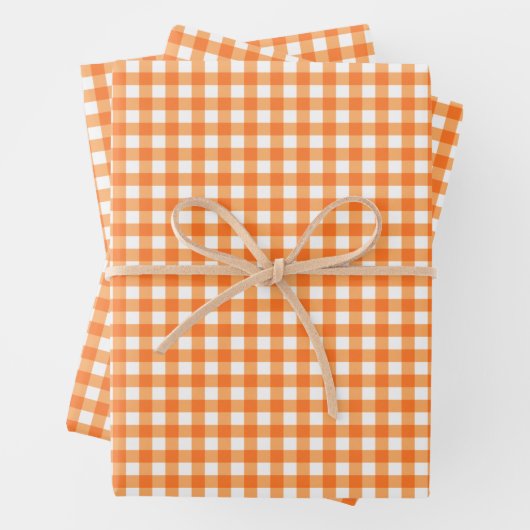Groovy Orange Gingham Check Pattern Geschenkpapier Set (Beispiel)