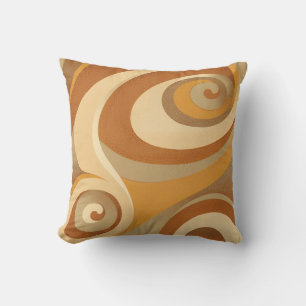 Groovy Orange Gold Brown Mid Century Modern 16x16" Kissen