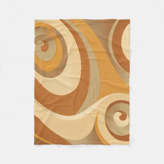 Groovy Orange Gold Brown Mitte Jahrhundert Moderne Fleecedecke (Vorderseite)