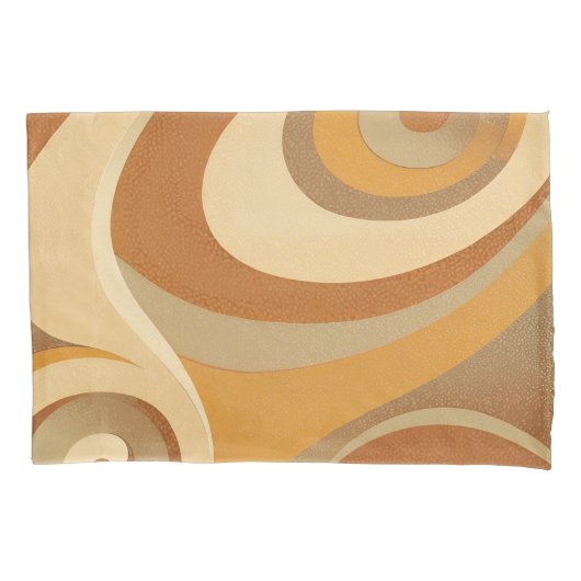 Groovy Orange Gold Brown Mitte Jahrhundert Moderne Kissenbezug (Vorderseite-Links)