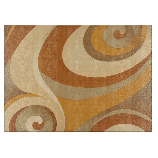 Groovy Orange Gold Brown Mitte Jahrhundert Moderne Schneidebrett (Vorderseite)