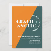 Groovy Orange Green Two Tones Einladung zur Hochze (Vorderseite)