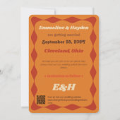 Groovy Orange Wavy Border Foto Wedding Save The Date (Rückseite)