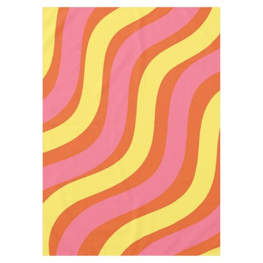 Groovy Orange Yellow Pink Wavy Strip Bold Dining Tischdecke (Vorderseite)