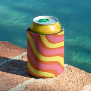 Groovy Orange Yellow Pink Wavy Stripe Bold Sommer Dosenkühler