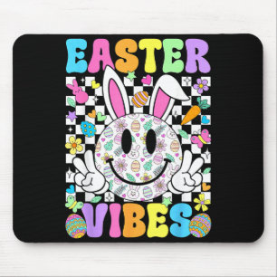 Groovy Oster Vibes Bunny Ostertag Lächeln Gesicht  Mousepad