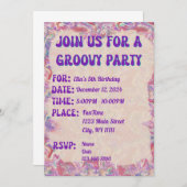 Groovy Party Einladung - 60er, 70er Themen (Vorne/Hinten)