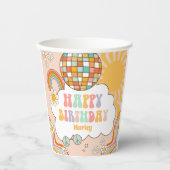 Groovy Party Retro Hippie 70er Rainbow Birthday Pappbecher (Vorderseite)