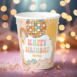 Groovy Party Retro Hippie 70er Rainbow Birthday Pappbecher