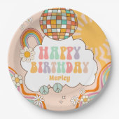Groovy Party Retro Hippie 70er Rainbow Birthday Pappteller (Vorderseite)