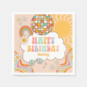 Groovy Party Retro Hippie 70er Rainbow Birthday Serviette (Vorderseite)