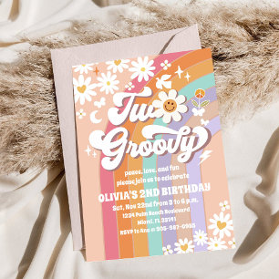 Groovy Pastel 2. Geburtstagseinladung Einladung