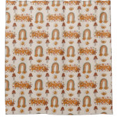 Groovy Pastel Curtain 60th Terracotta Bloom Art Duschvorhang (Vorderseite)