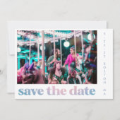 Groovy Pastel Lila Gradient Retro Foto Hochzeit Save The Date (Vorderseite)