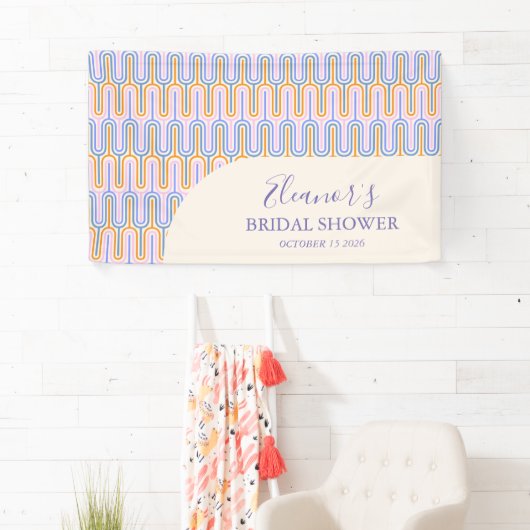 Groovy Pastel Line Periwinkle Brautparty Custom Banner (Insitu)
