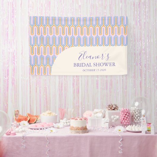 Groovy Pastel Line Periwinkle Brautparty Custom Banner (Party)