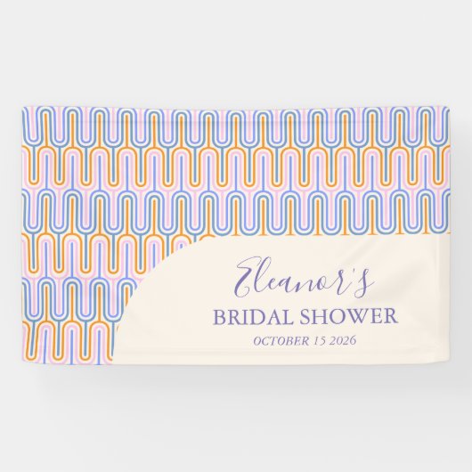 Groovy Pastel Line Periwinkle Brautparty Custom Banner (Horizontal)