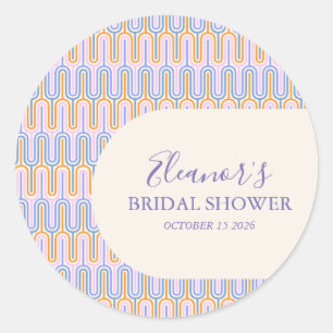 Groovy Pastel Line Periwinkle Brautparty individue Runder Aufkleber