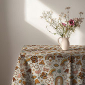 Groovy Pastel Tablecloth 60s Terracotta Accent Tischdecke