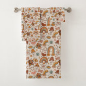 Groovy Pastel Towel 60s Terracotta Bloom Accent Badhandtuch Set (Insitu)