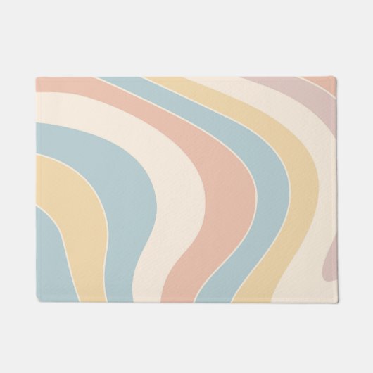 Groovy pastellfarbene Retrowellen Design Fußmatte (Vorderseite)