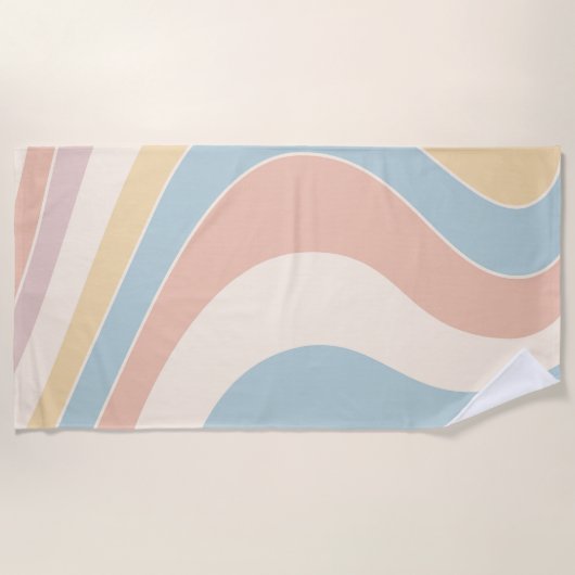 Groovy pastellfarbene Retrowellen Design Strandtuch (Vorderseite)