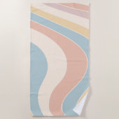 Groovy pastellfarbene Retrowellen Design Strandtuch (Vorderseite)