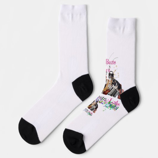 "Groovy Paws: Hunde rocken bis zum Schlag" Es comb Socken (Linkes Detail)