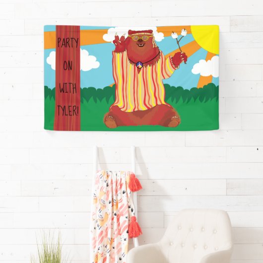 Groovy Peace Bear Party Banner (Insitu)