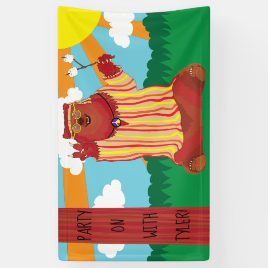 Groovy Peace Bear Party Banner (Vertikal)