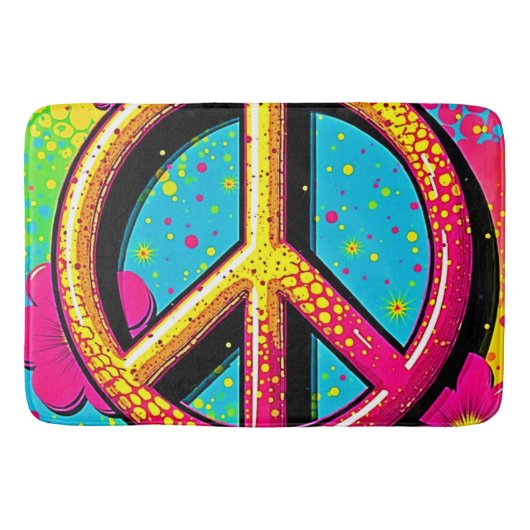 Groovy Peace Flower Power Badematte (Vorderseite)