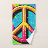 Groovy Peace Flower Power Badhandtuch Set (Handtuch)